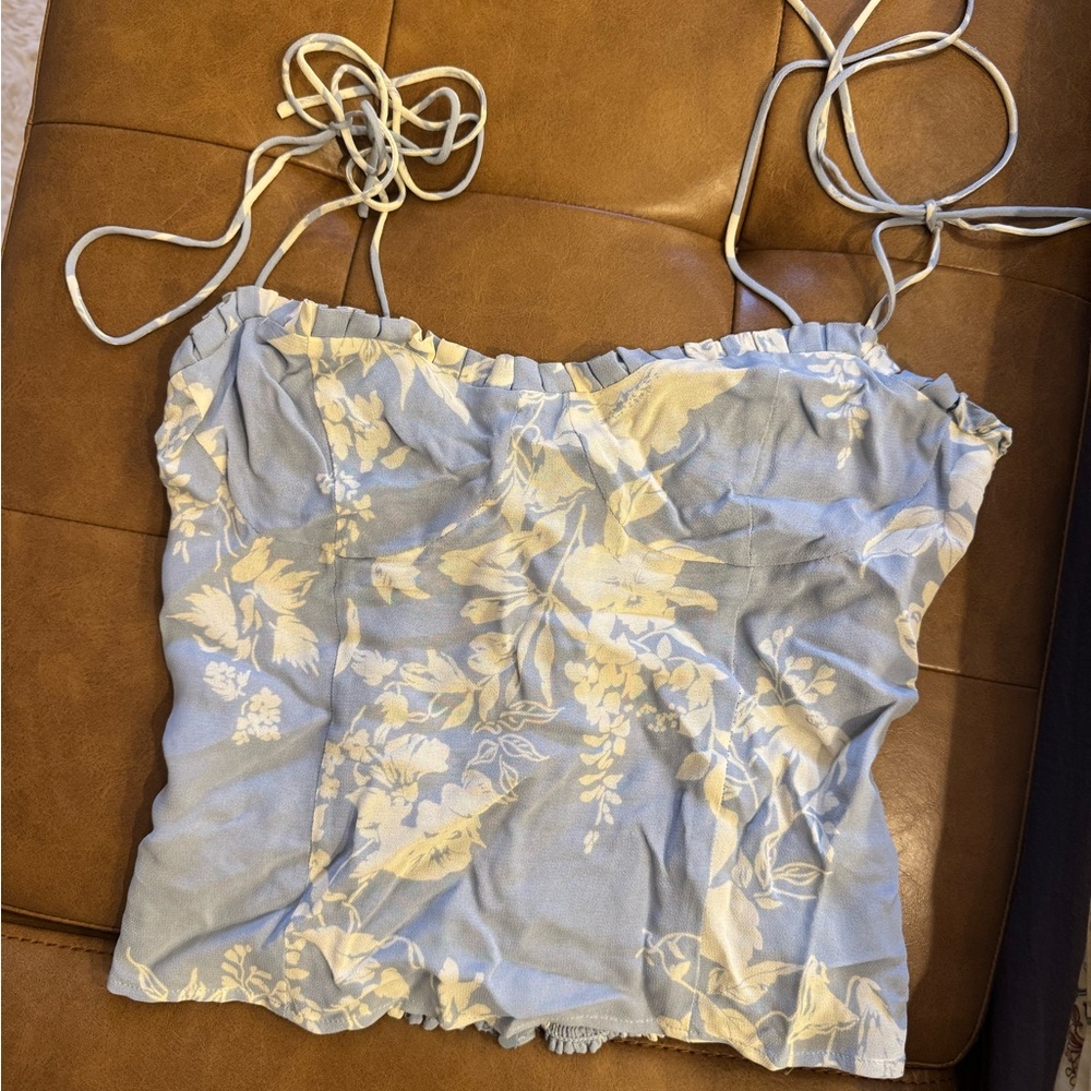 Reformation Blue and Cream Floral Camisole